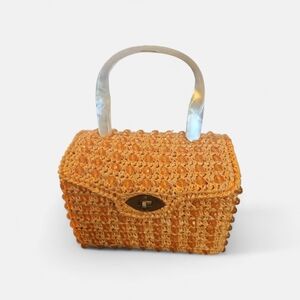 A Sarne Import Unique Vintage Box Woven Beaded Handbag